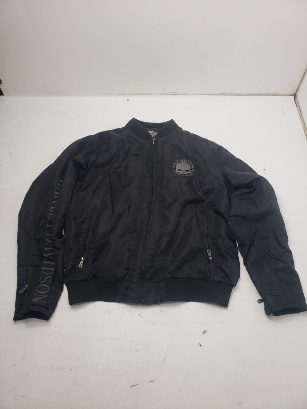 Harley-Davidson Willie G Skull Black Nylon Bomber Motorcycle Jacket Men’s